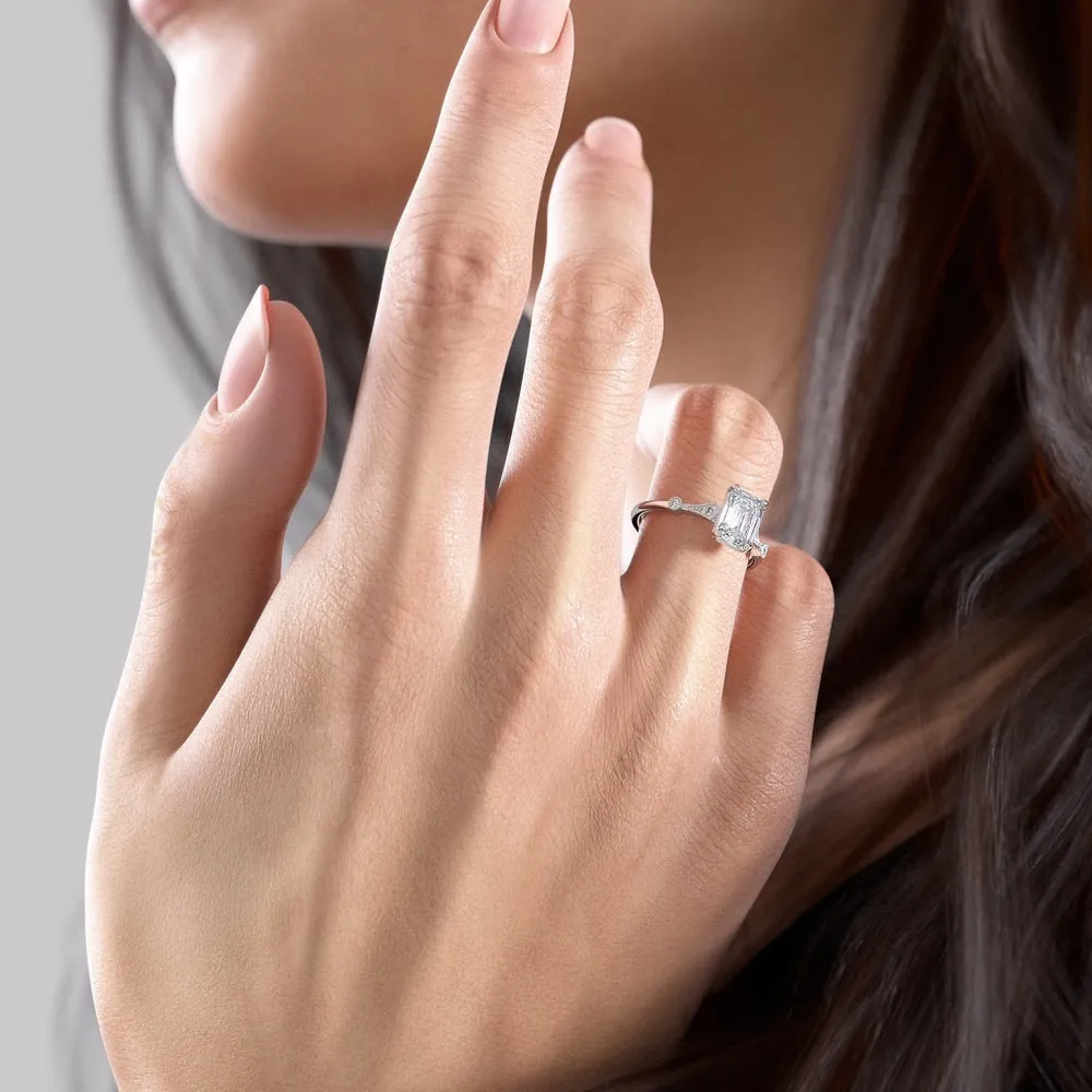 Emerald Cut Moissanite Vintage Design