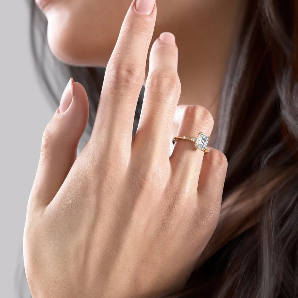 Emerald Cut Moissanite Vintage Design