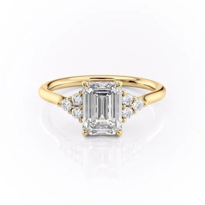 Emerald Cut Moissanite With Side Stones