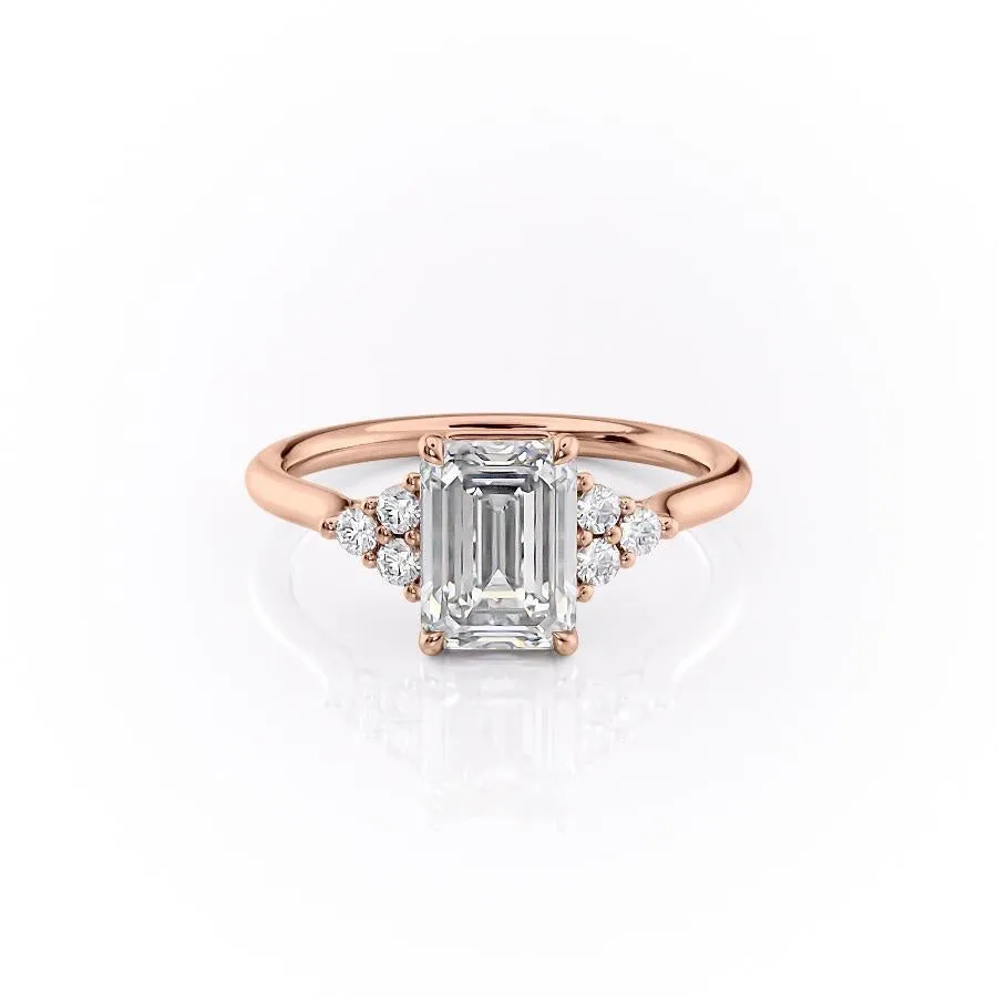 Emerald Cut Moissanite With Side Stones