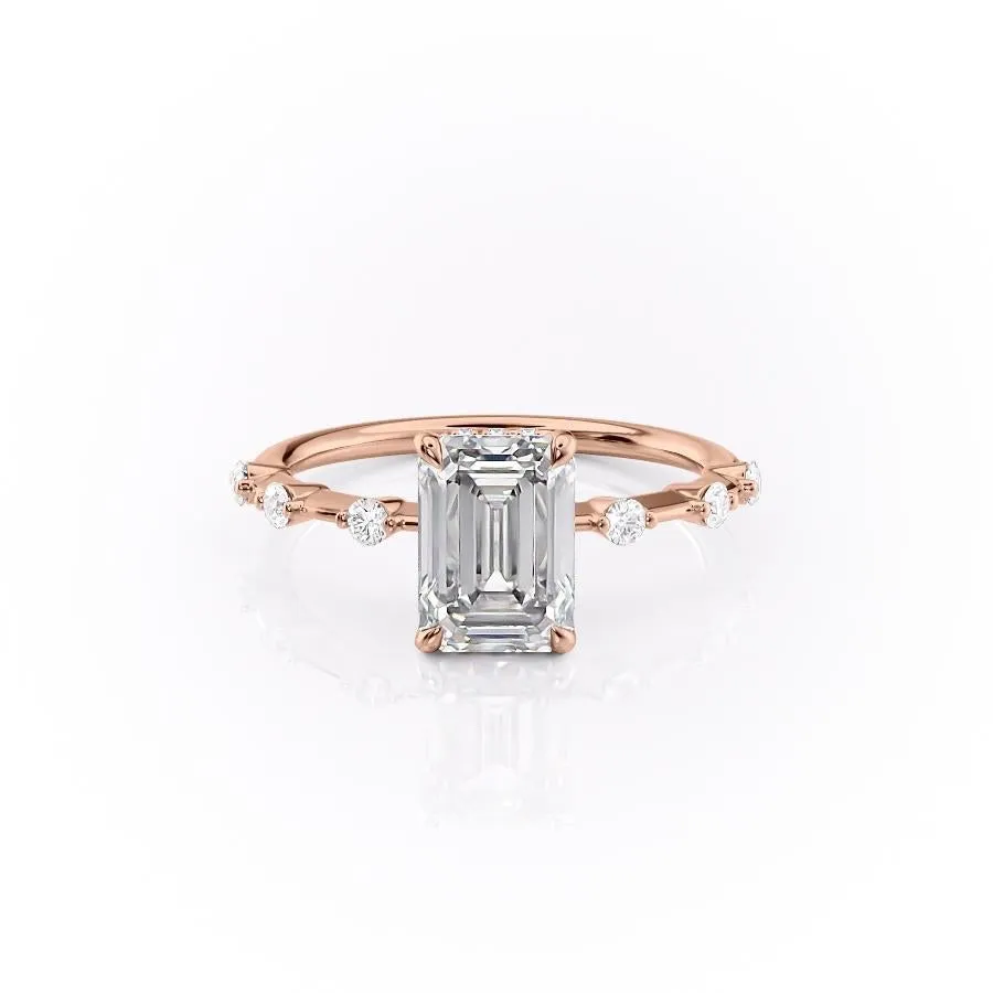 Emerald Cut Moissanite With Stone Set Shoulders