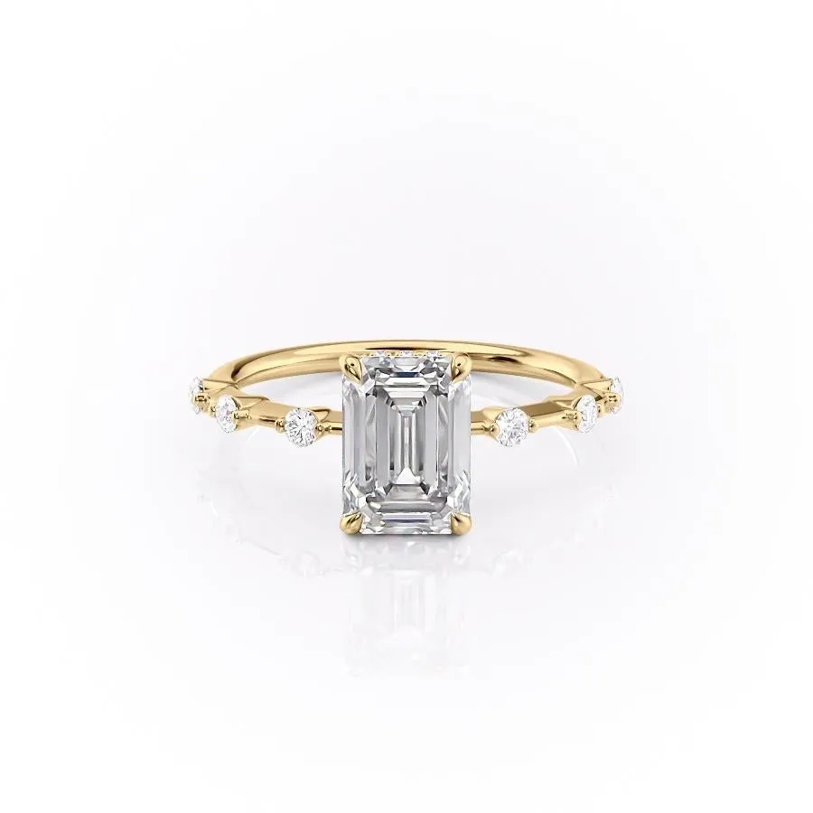 Emerald Cut Moissanite With Stone Set Shoulders