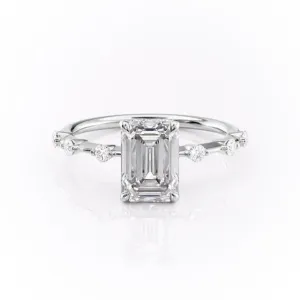 Emerald Cut Moissanite With Stone Set Shoulders