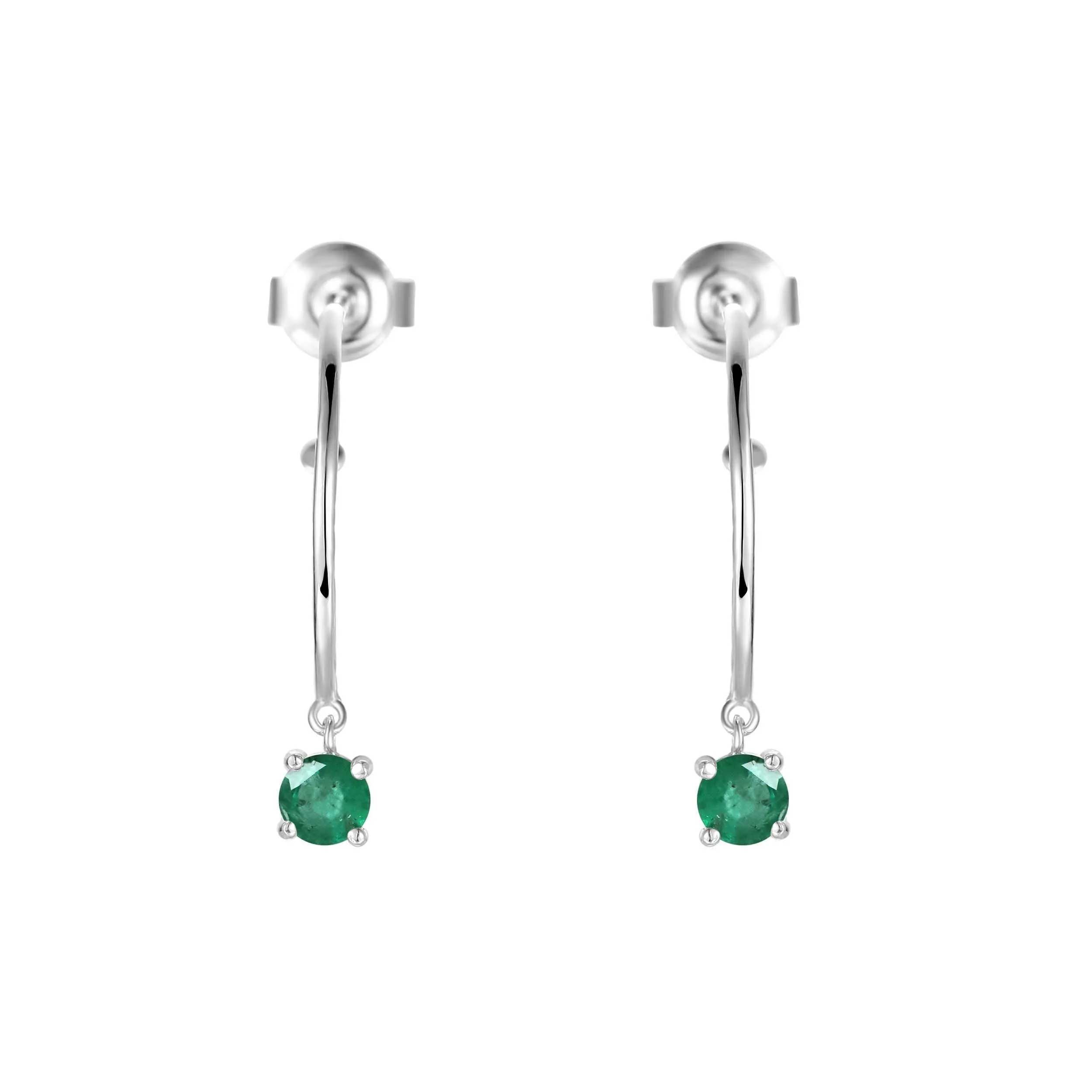 Emerald Open Hoop Earrings
