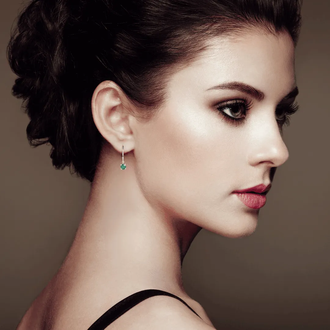 Emerald Open Hoop Earrings