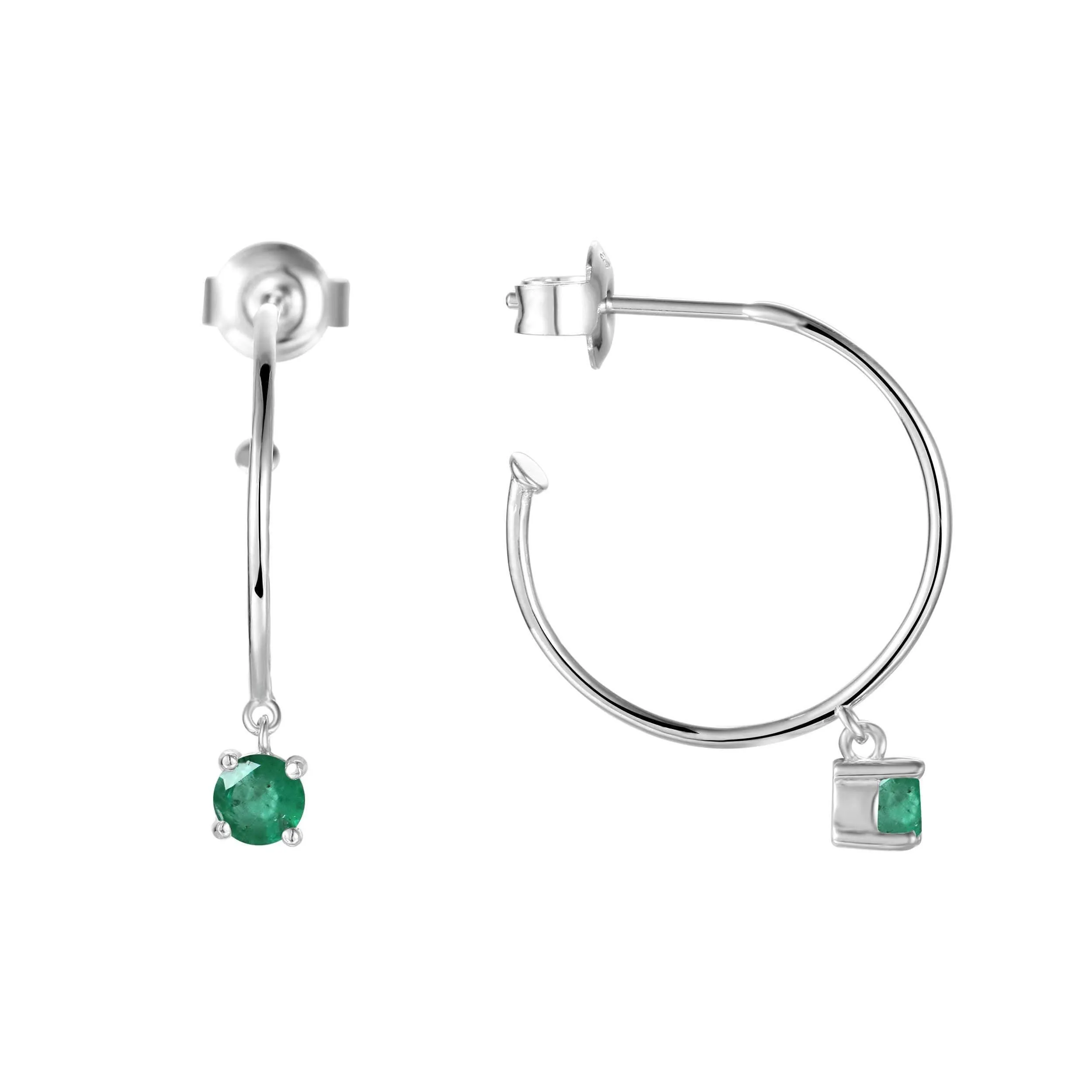 Emerald Open Hoop Earrings