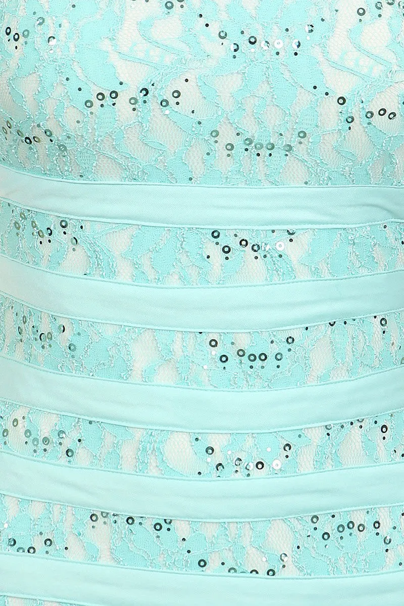 Eureka 2052 Two Tone Overlay Short Lace Dress Wide Strap