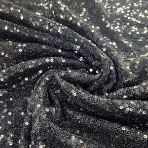 Euro Sequin Fabric Black 130cm