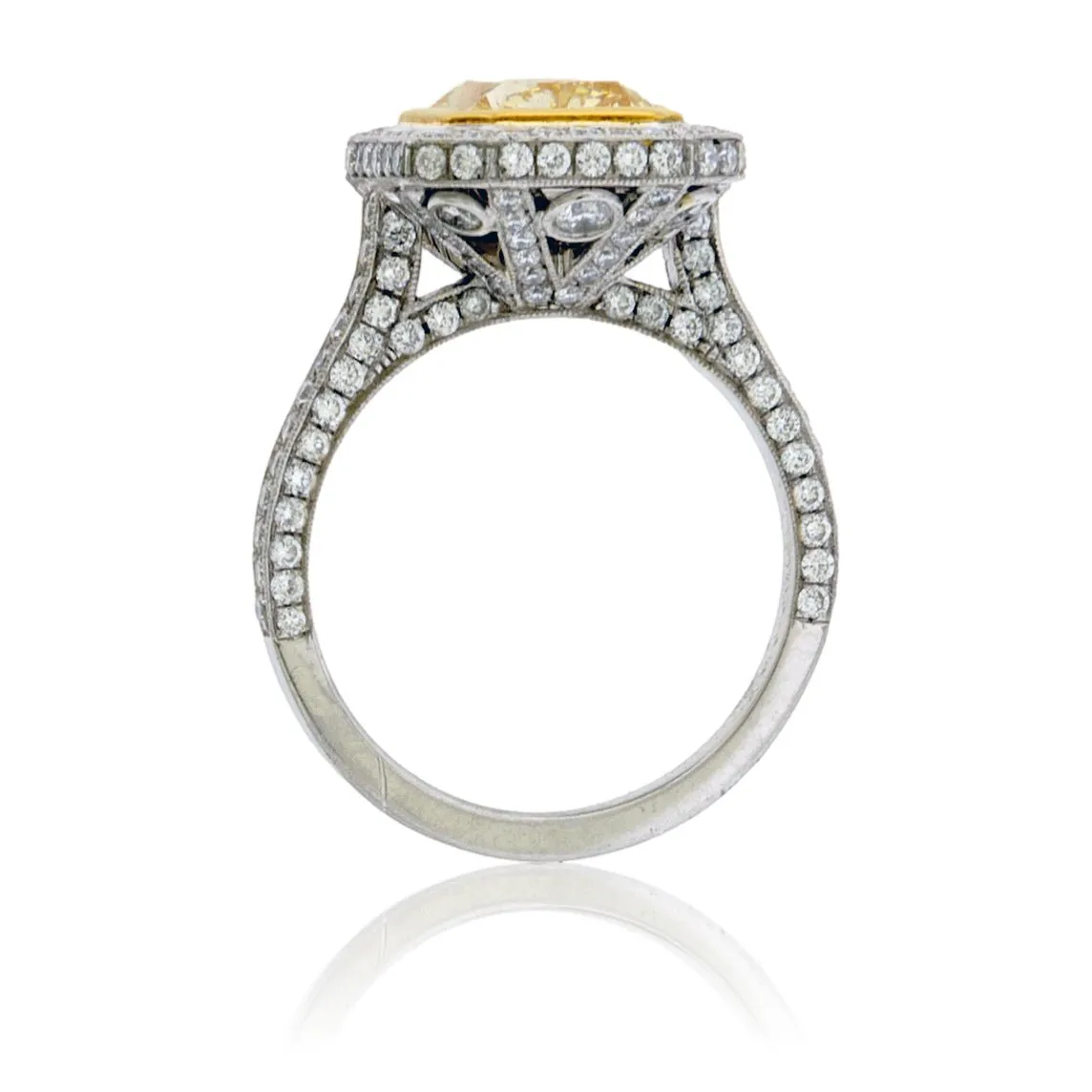 Fancy Natural Yellow Diamond with Diamond Halo Ring