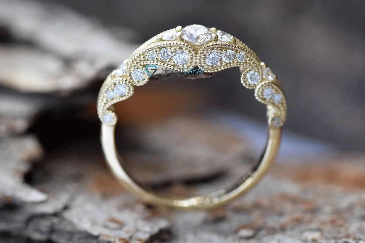 Filigree engagement ring-Art deco ring