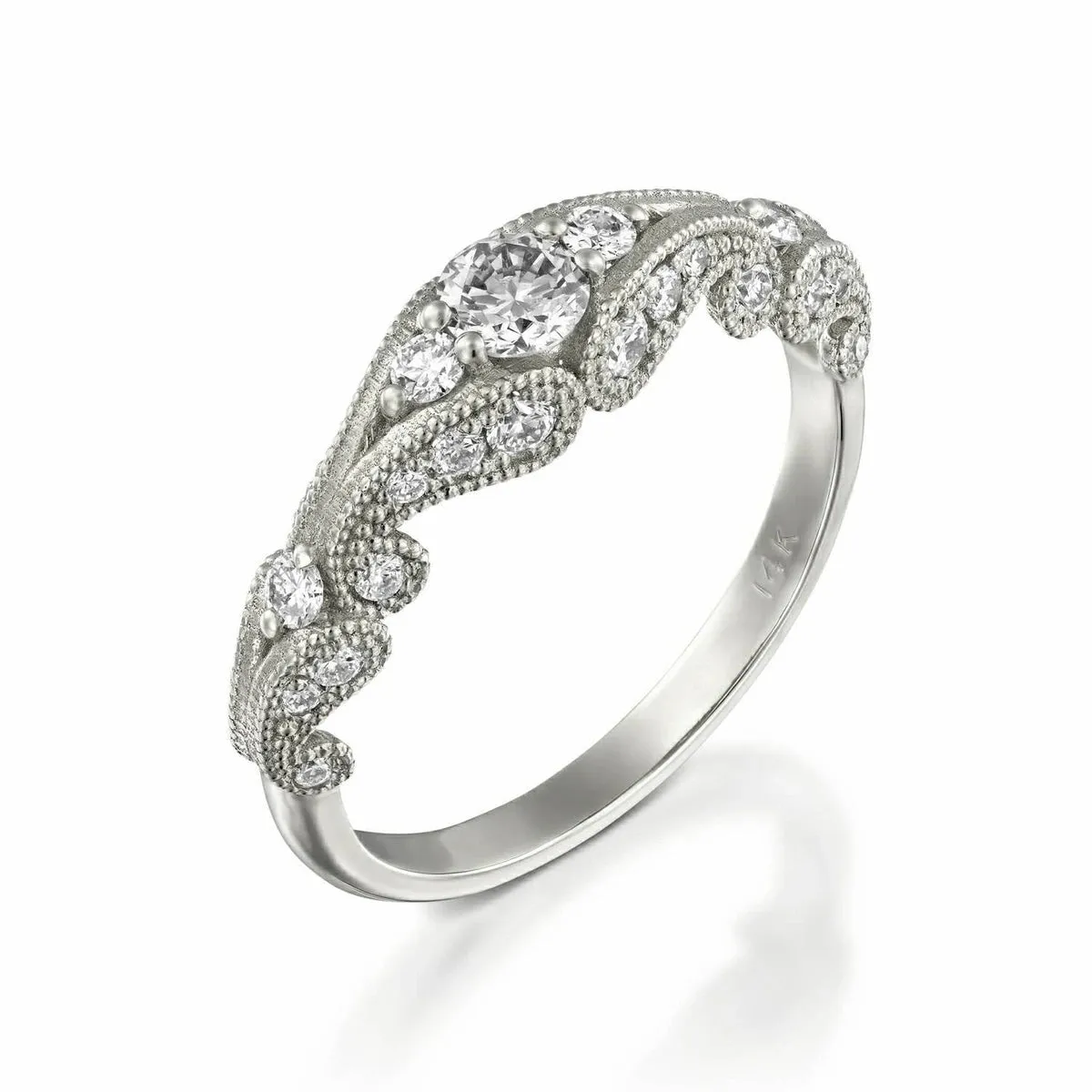Filigree engagement ring-Art deco ring