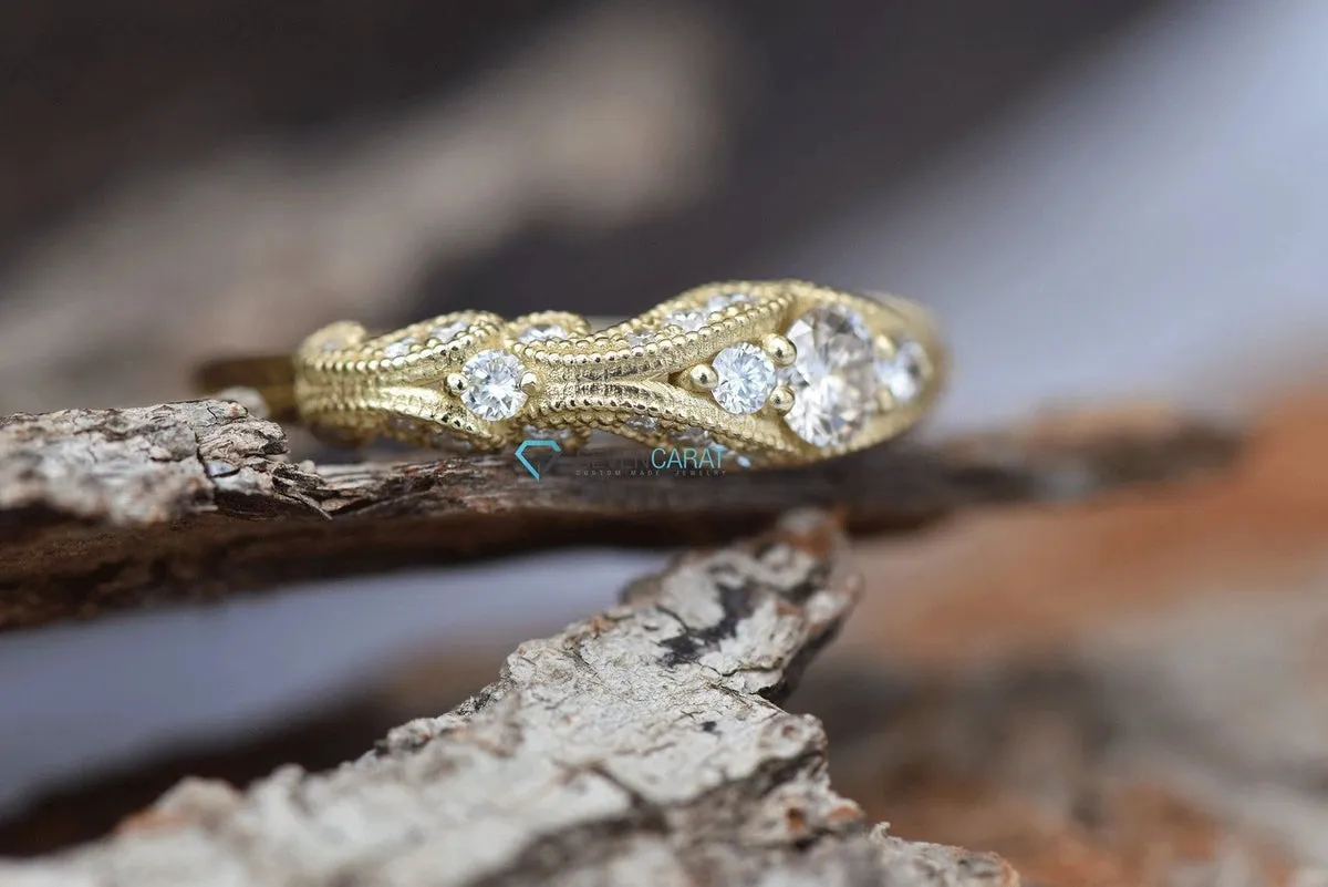 Filigree engagement ring-Art deco ring