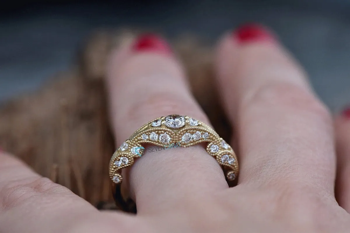 Filigree engagement ring-Art deco ring