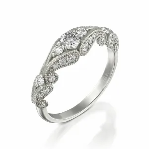Filigree engagement ring-Art deco ring