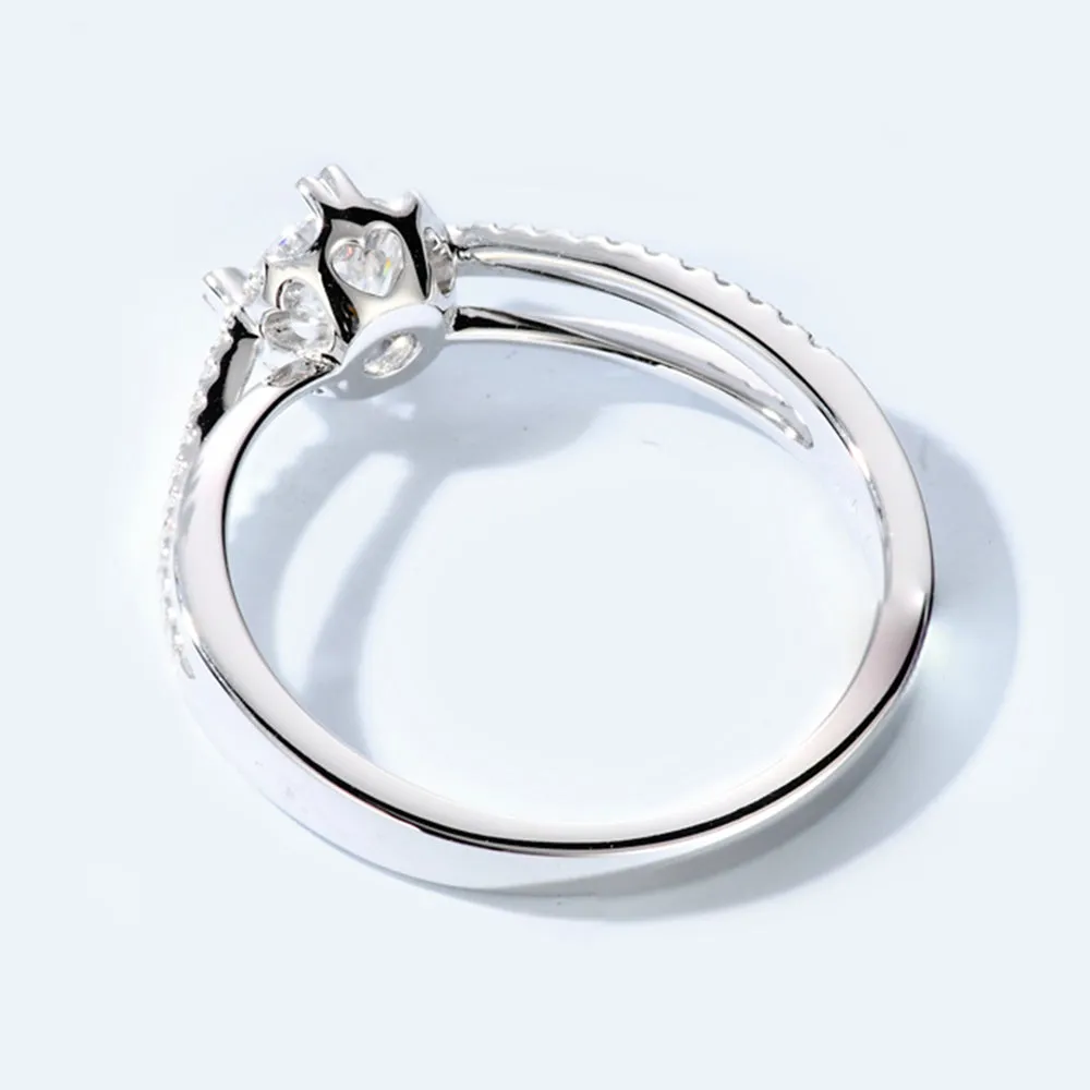 Four Prong GIA Diamond Cross Band Engagement Ring