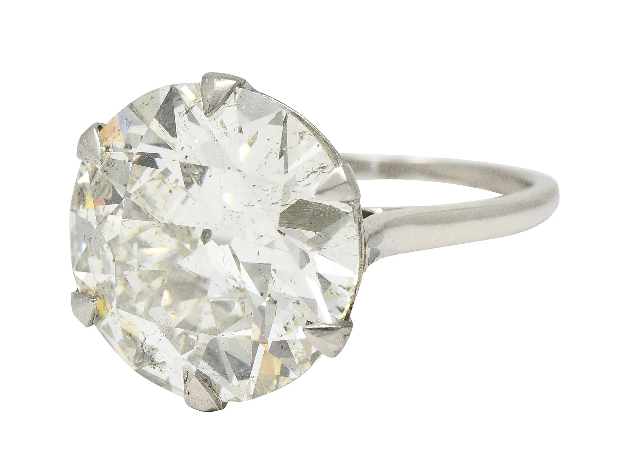 French Art Deco 10.06 CTW Old European Cut Diamond Platinum Scrolling Solitaire Engagement Ring GIA