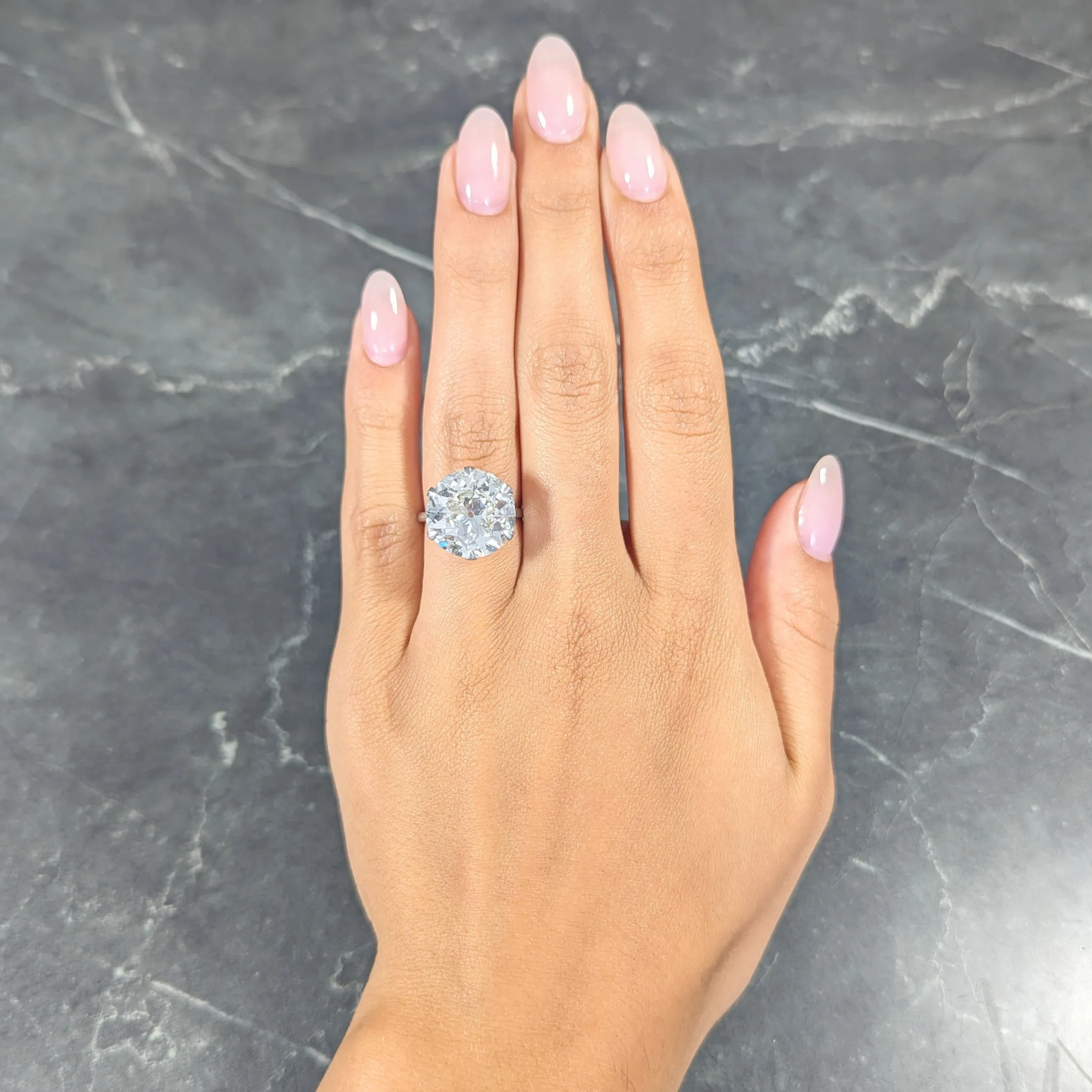 French Art Deco 10.06 CTW Old European Cut Diamond Platinum Scrolling Solitaire Engagement Ring GIA