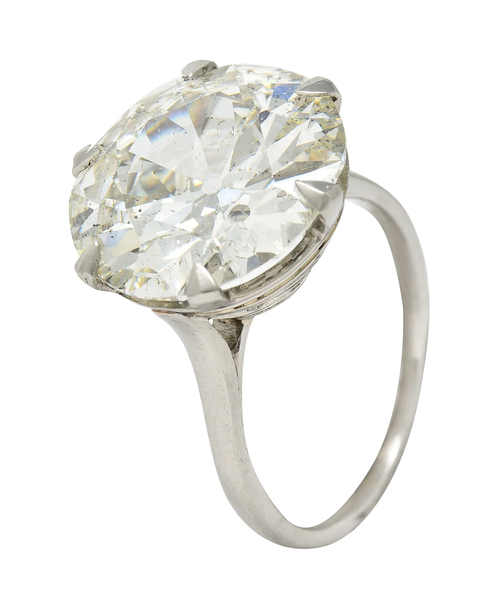 French Art Deco 10.06 CTW Old European Cut Diamond Platinum Scrolling Solitaire Engagement Ring GIA