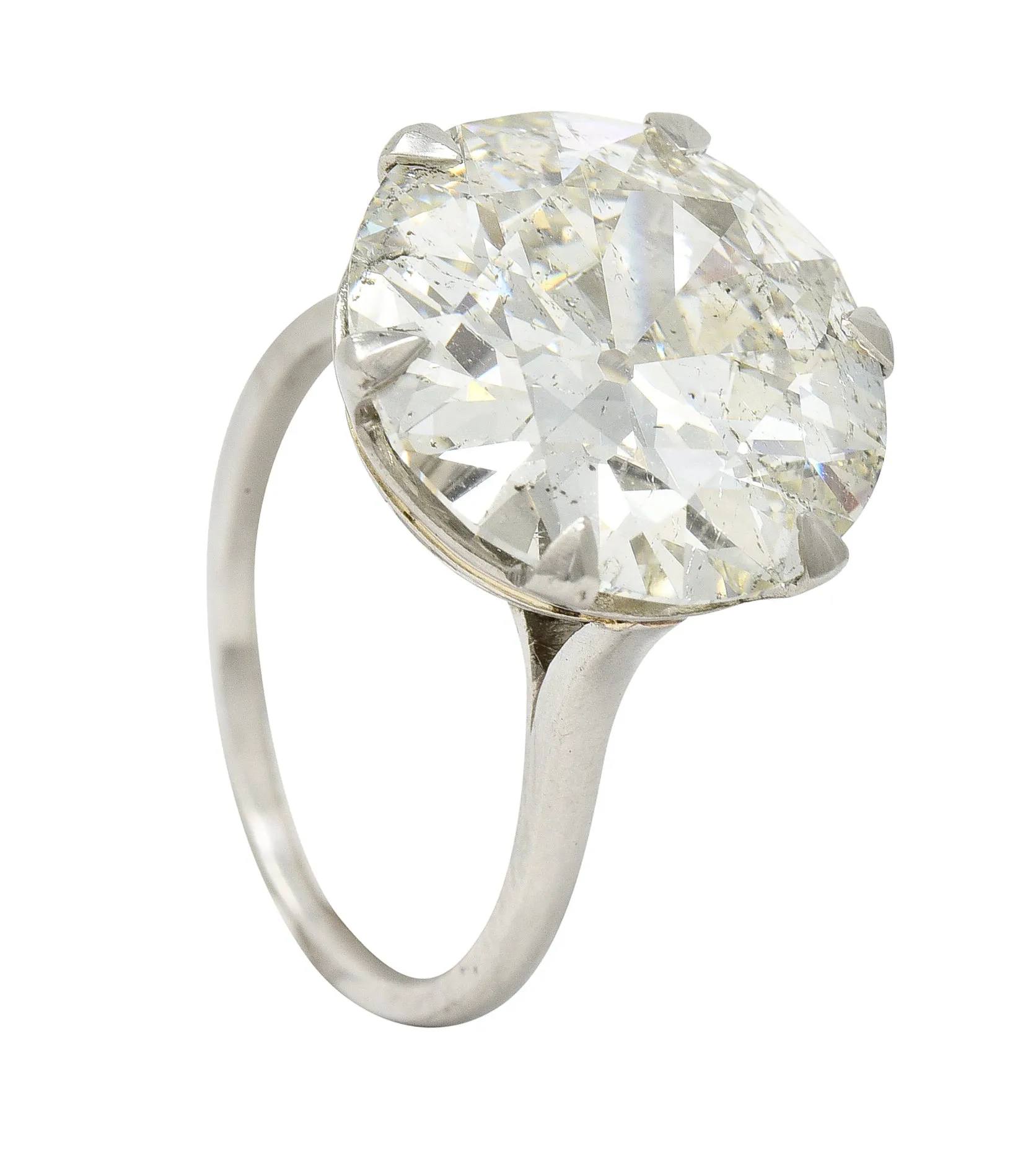 French Art Deco 10.06 CTW Old European Cut Diamond Platinum Scrolling Solitaire Engagement Ring GIA