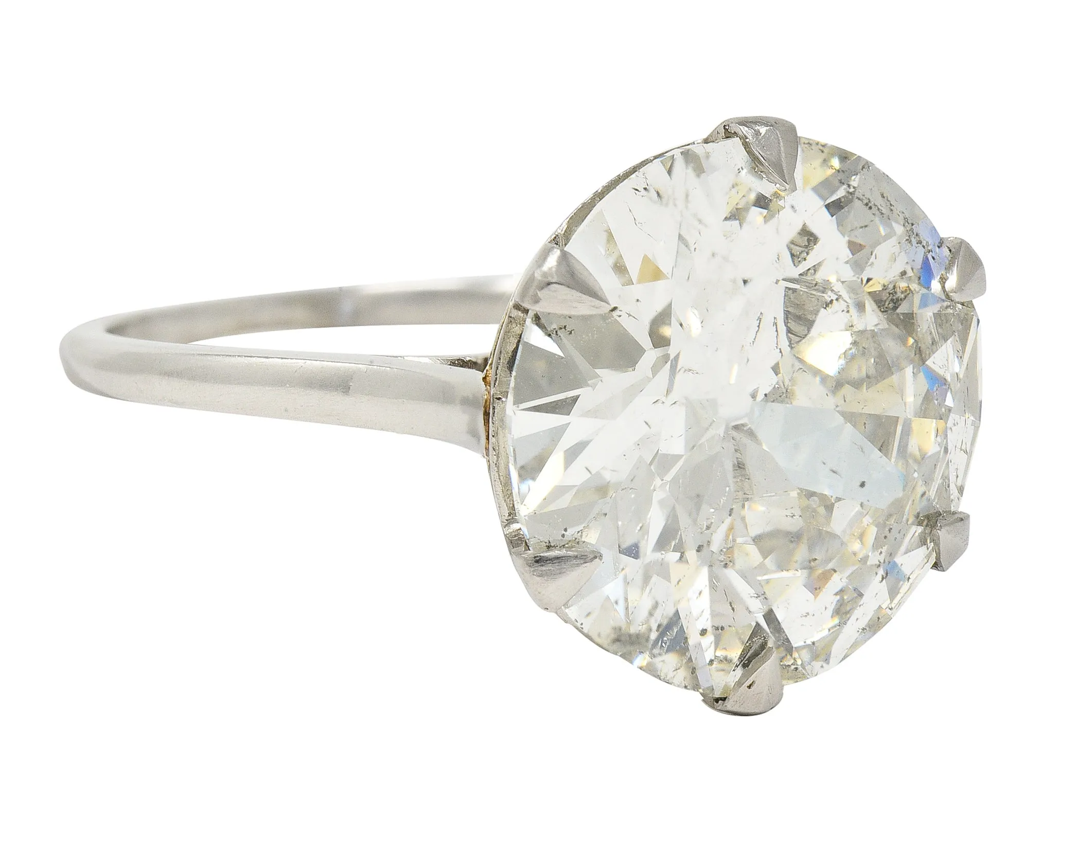 French Art Deco 10.06 CTW Old European Cut Diamond Platinum Scrolling Solitaire Engagement Ring GIA