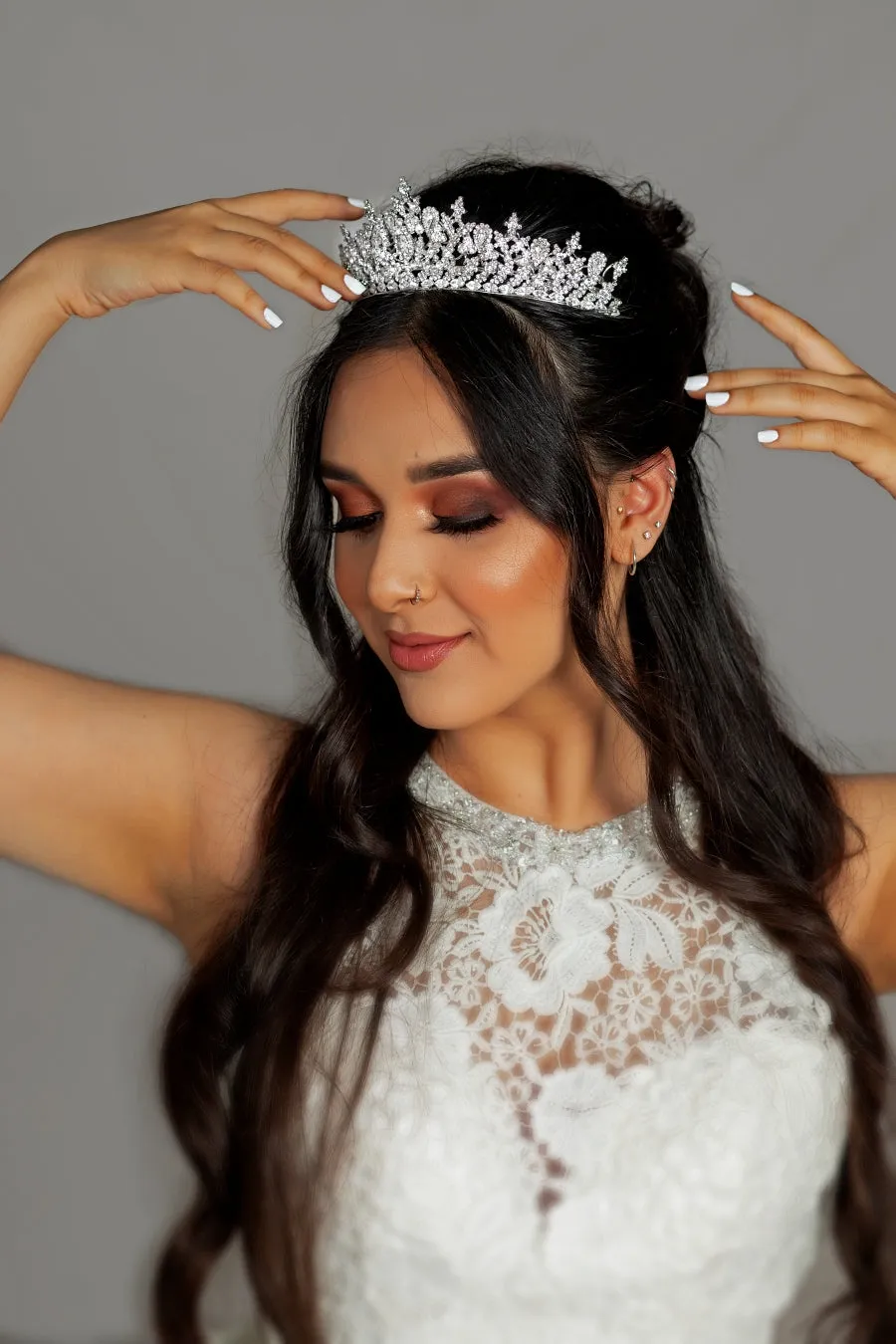 GEMNA Rose Gold Swarovski Luxurious Wedding Tiara 3D Luxury