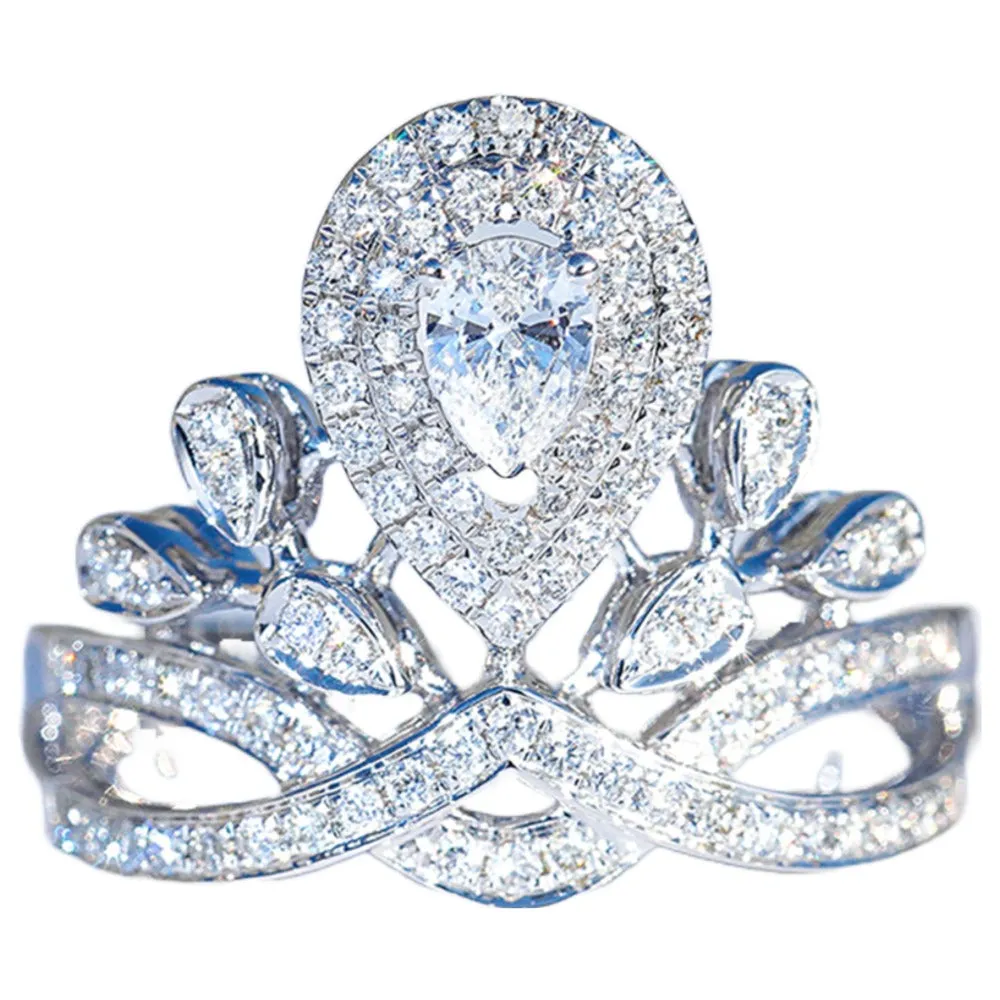 GIA Diamond Crown Tiara Design Engagement Ring