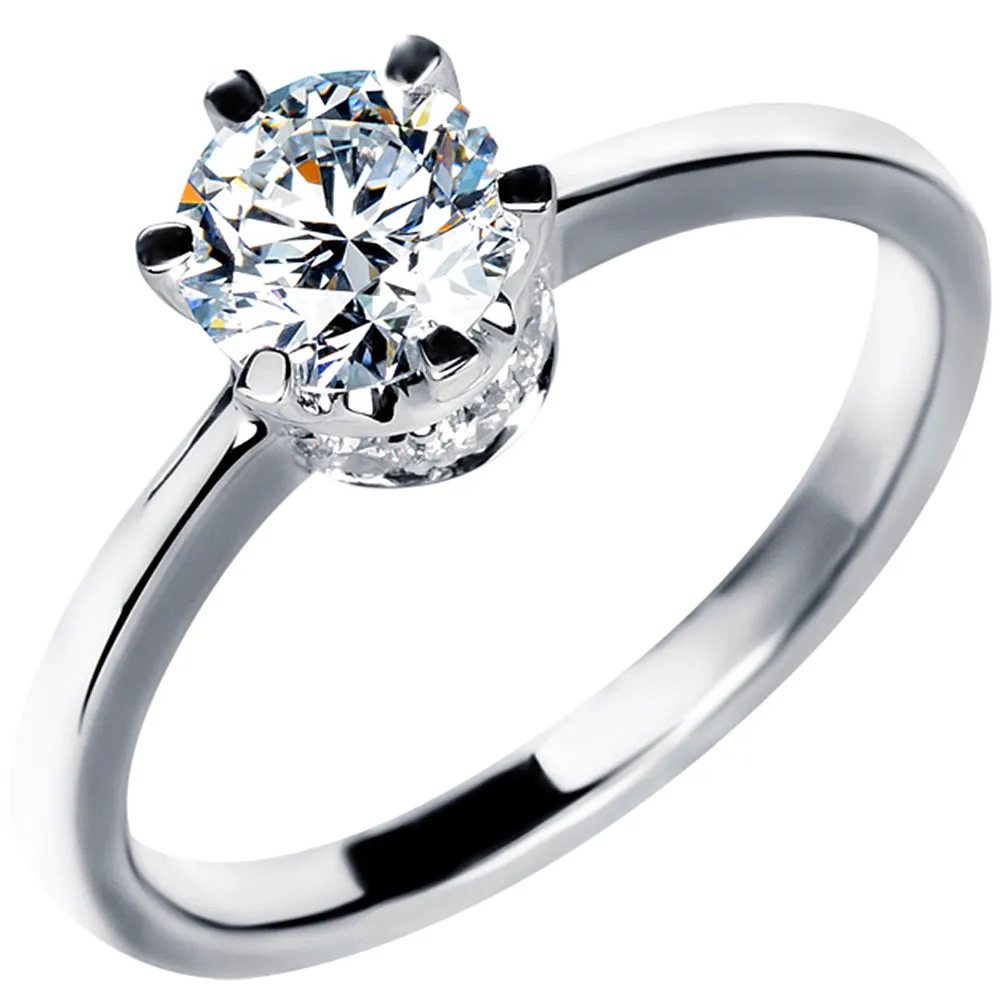 GIA Diamond Solitaire Engagement Ring with Pave Gallery