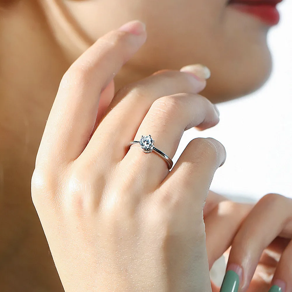 GIA Diamond Solitaire Engagement Ring with Pave Gallery