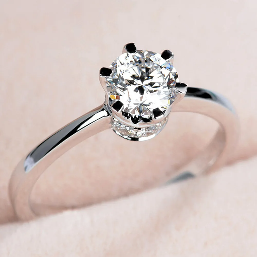GIA Diamond Solitaire Engagement Ring with Pave Gallery