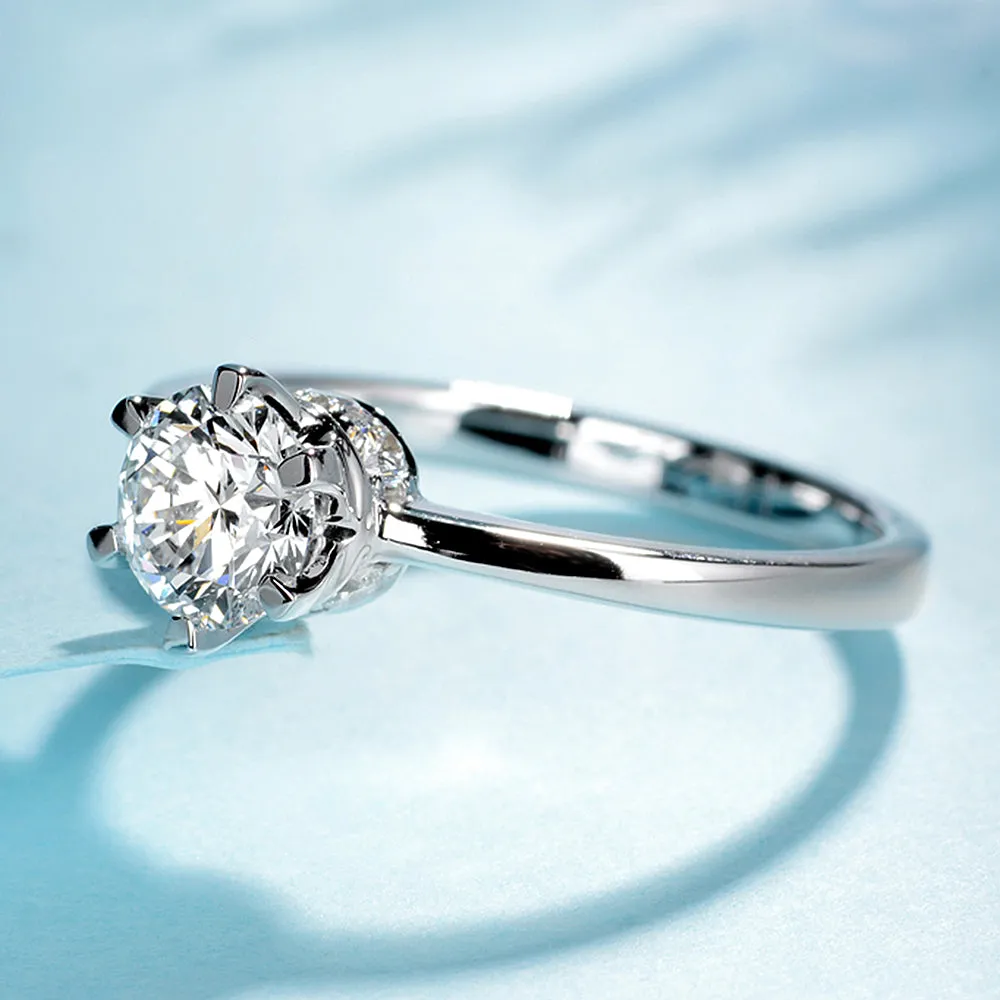 GIA Diamond Solitaire Engagement Ring with Pave Gallery