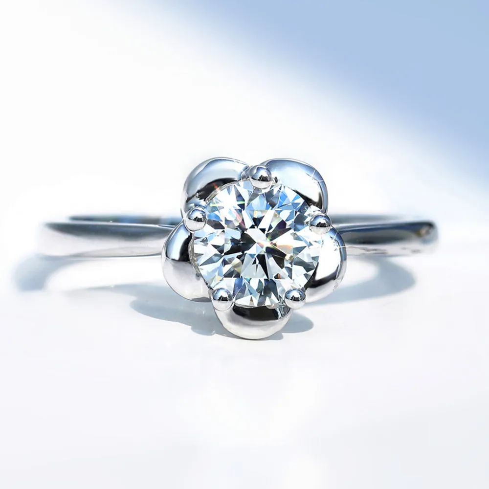 GIA Diamond Solitaire Flower Engagement Ring