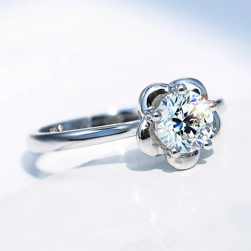 GIA Diamond Solitaire Flower Engagement Ring