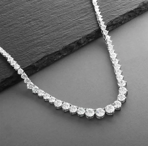 Graduated Cubic Zirconia Tennis Necklace