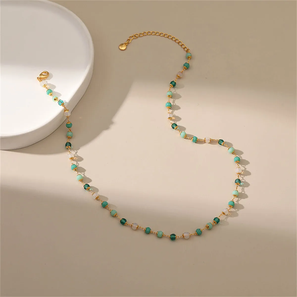 Green Acrylic & 18K Gold-Plated Beaded Necklace