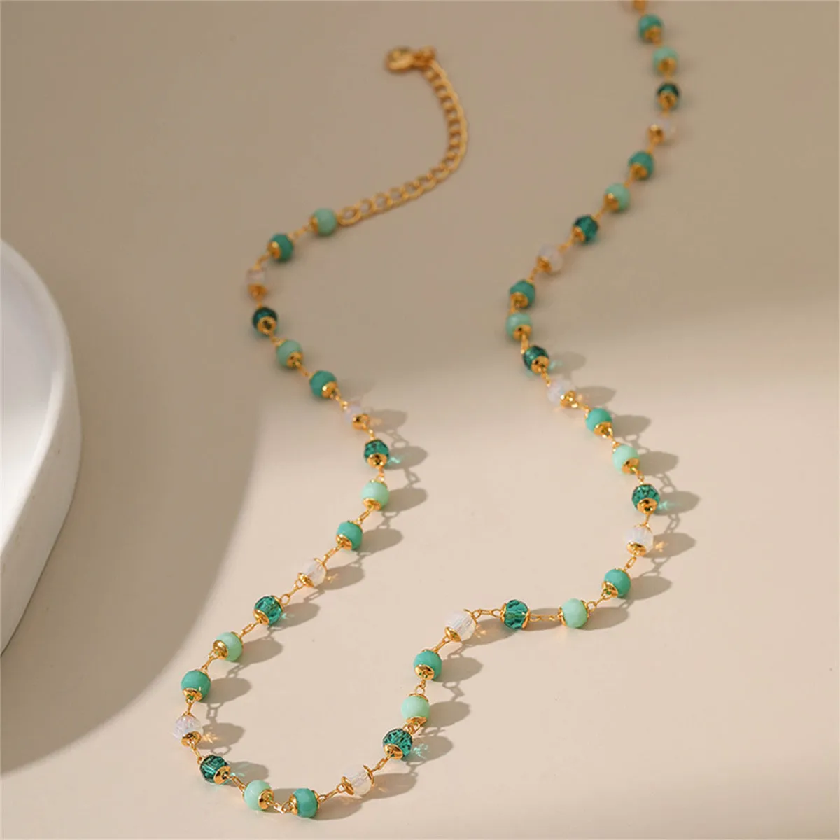 Green Acrylic & 18K Gold-Plated Beaded Necklace