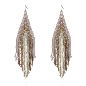 Green & Blush Howlite Tassel Drop Earrings