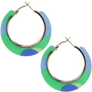 Green Blue Acrylic Camo Mini Hoop Earrings