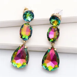 Green Crystal & 18K Gold-Plated Drop Earrings