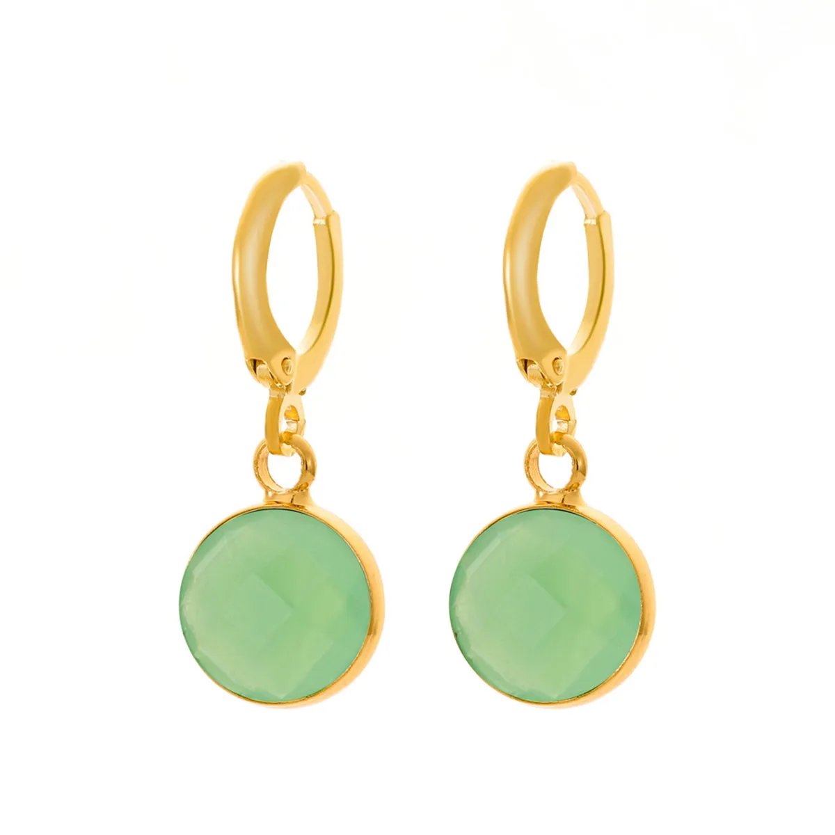 Green Crystal & 18K Gold-Plated Round Huggie Earrings