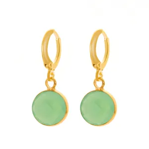 Green Crystal & 18K Gold-Plated Round Huggie Earrings