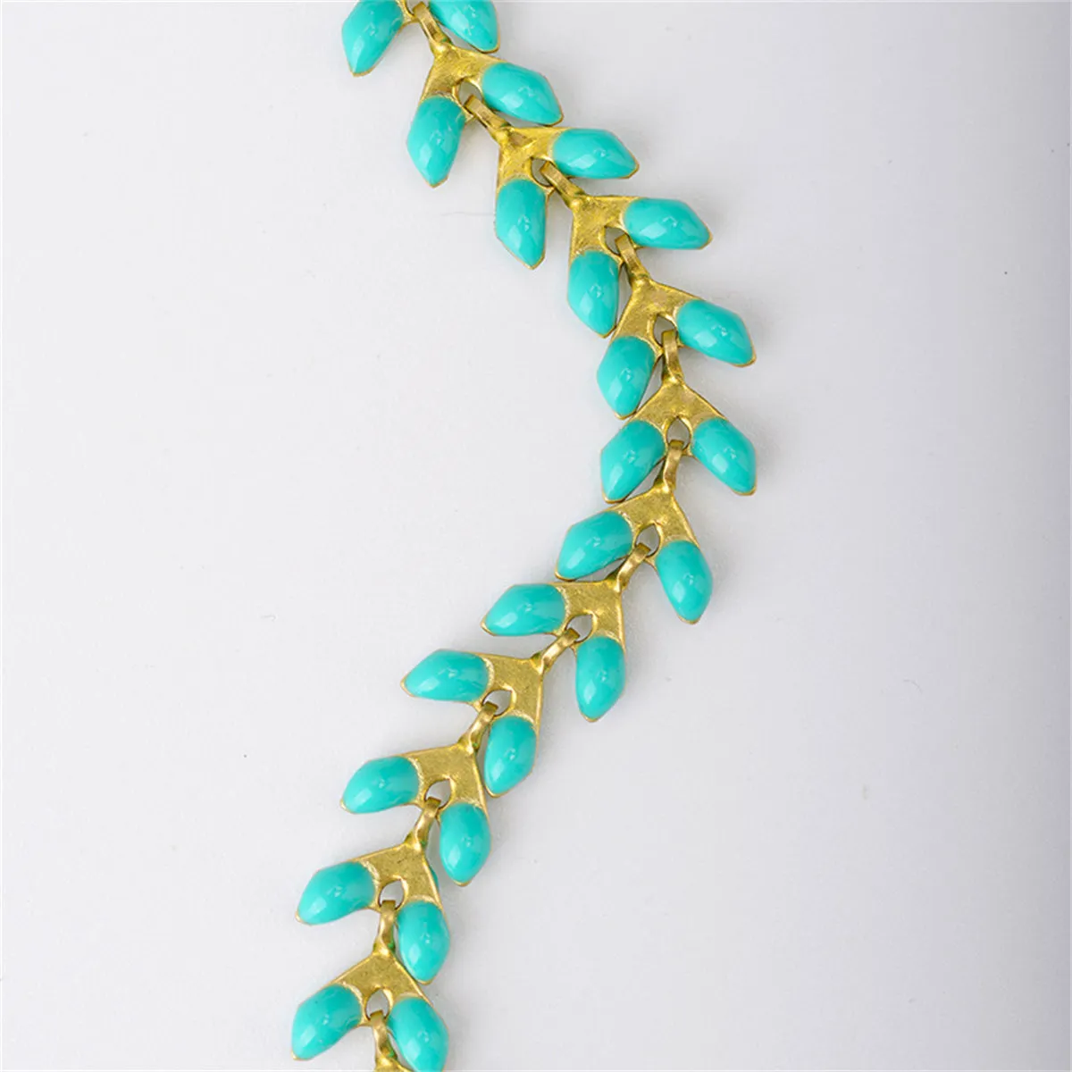 Green Enamel & 18K Gold-Plated Wheat-Chain Bracelet