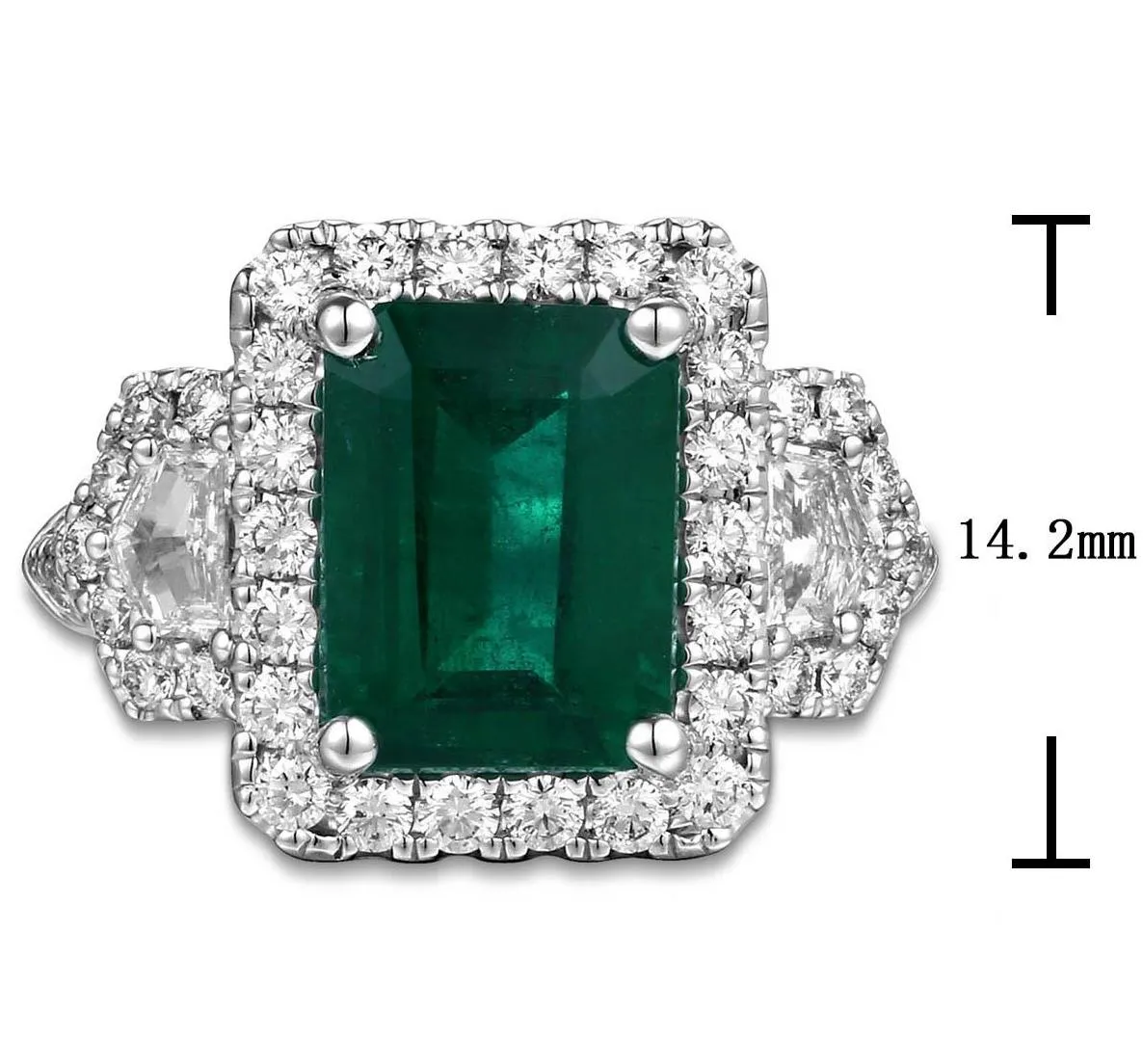 GRS Certified Emerald Statement 4.55carat Zambian Emerald - Cut Emerald & Diamond Ring
