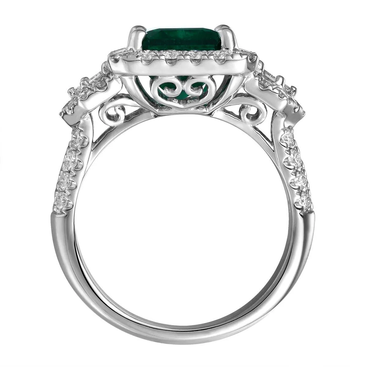 GRS Certified Emerald Statement 4.55carat Zambian Emerald - Cut Emerald & Diamond Ring