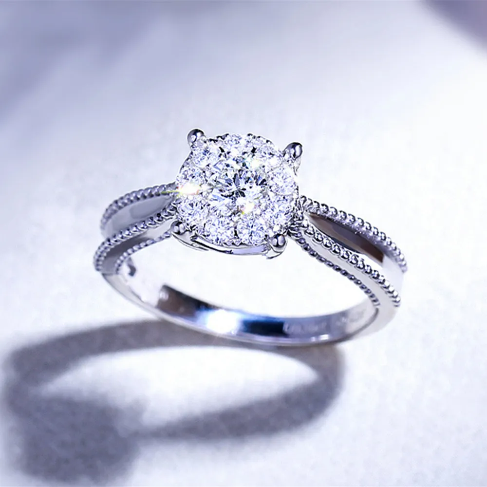 Halo GIA Diamond Cluster Engagement Ring