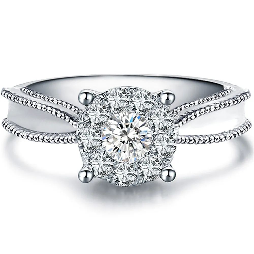 Halo GIA Diamond Cluster Engagement Ring