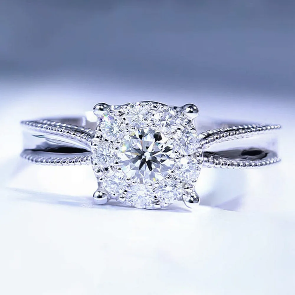 Halo GIA Diamond Cluster Engagement Ring