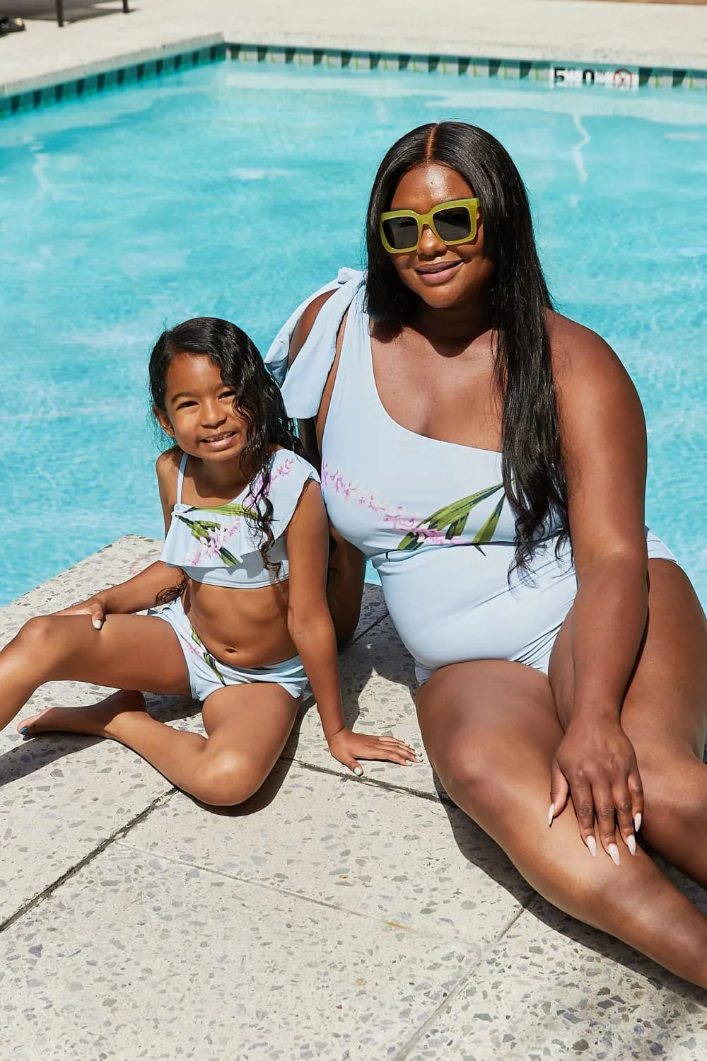 Hazel Blues® | Vacay Mode One Shoulder Swimsuit in Pastel Blue