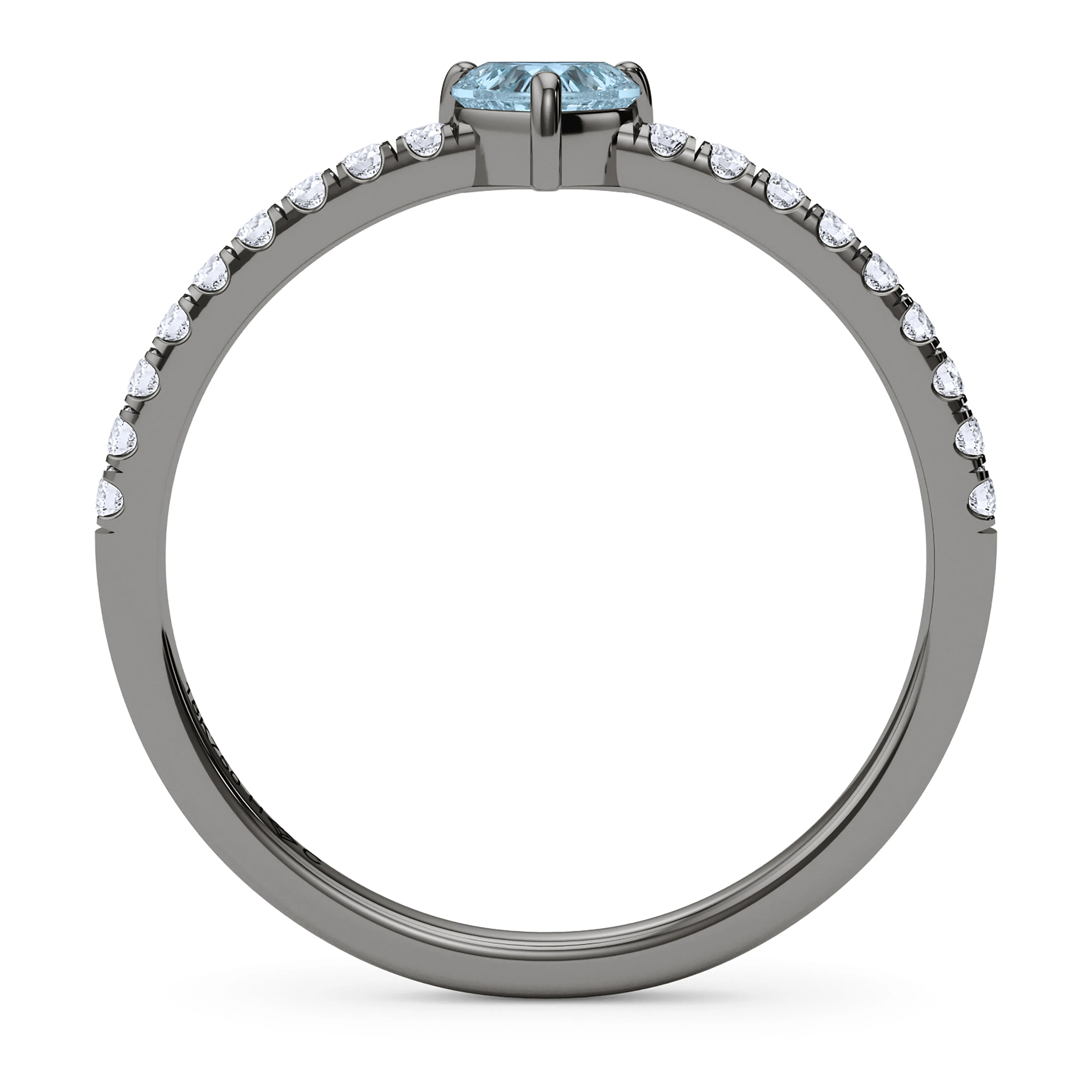 Heart Birthstone and Pave Lab Grown Diamond Ring