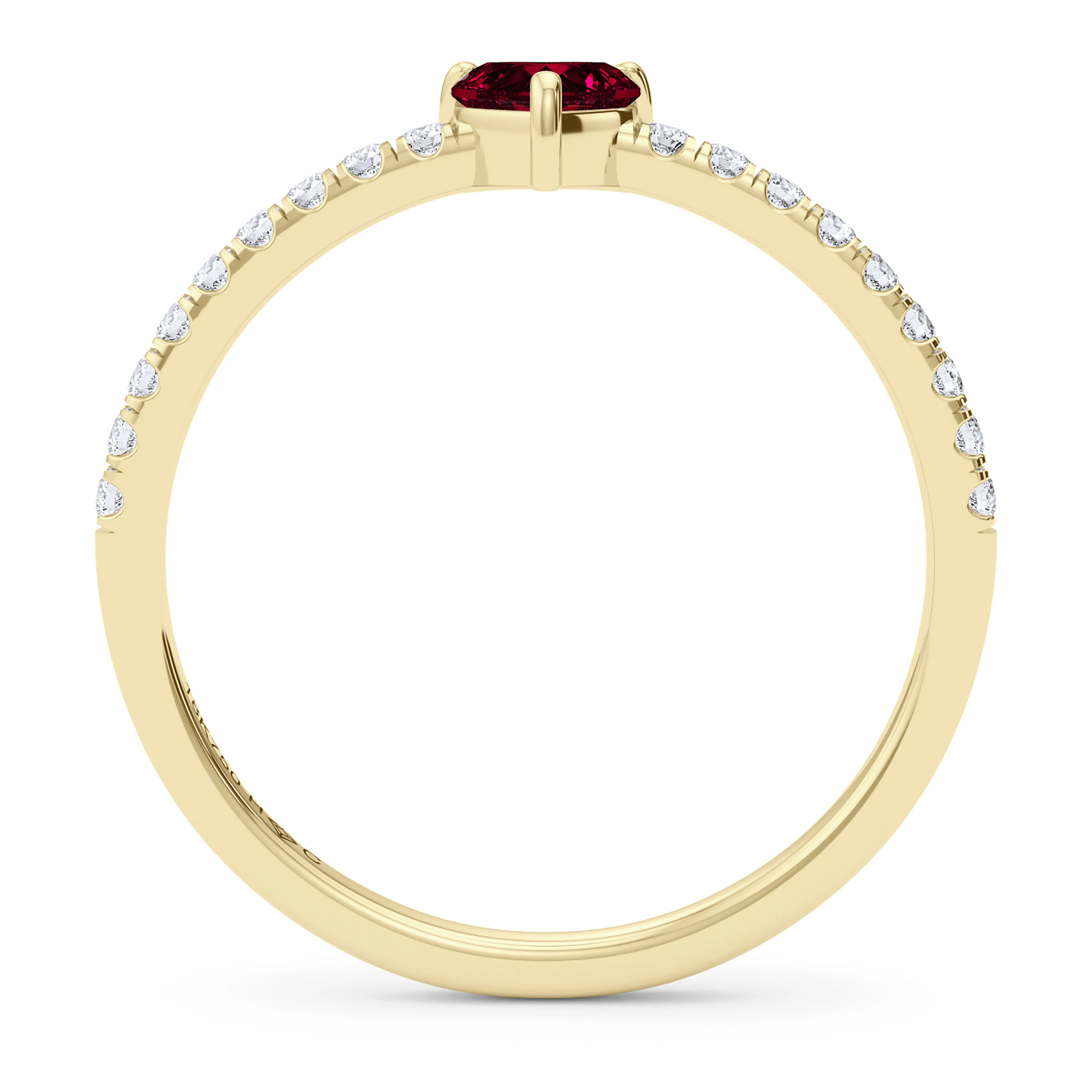 Heart Birthstone and Pave Lab Grown Diamond Ring