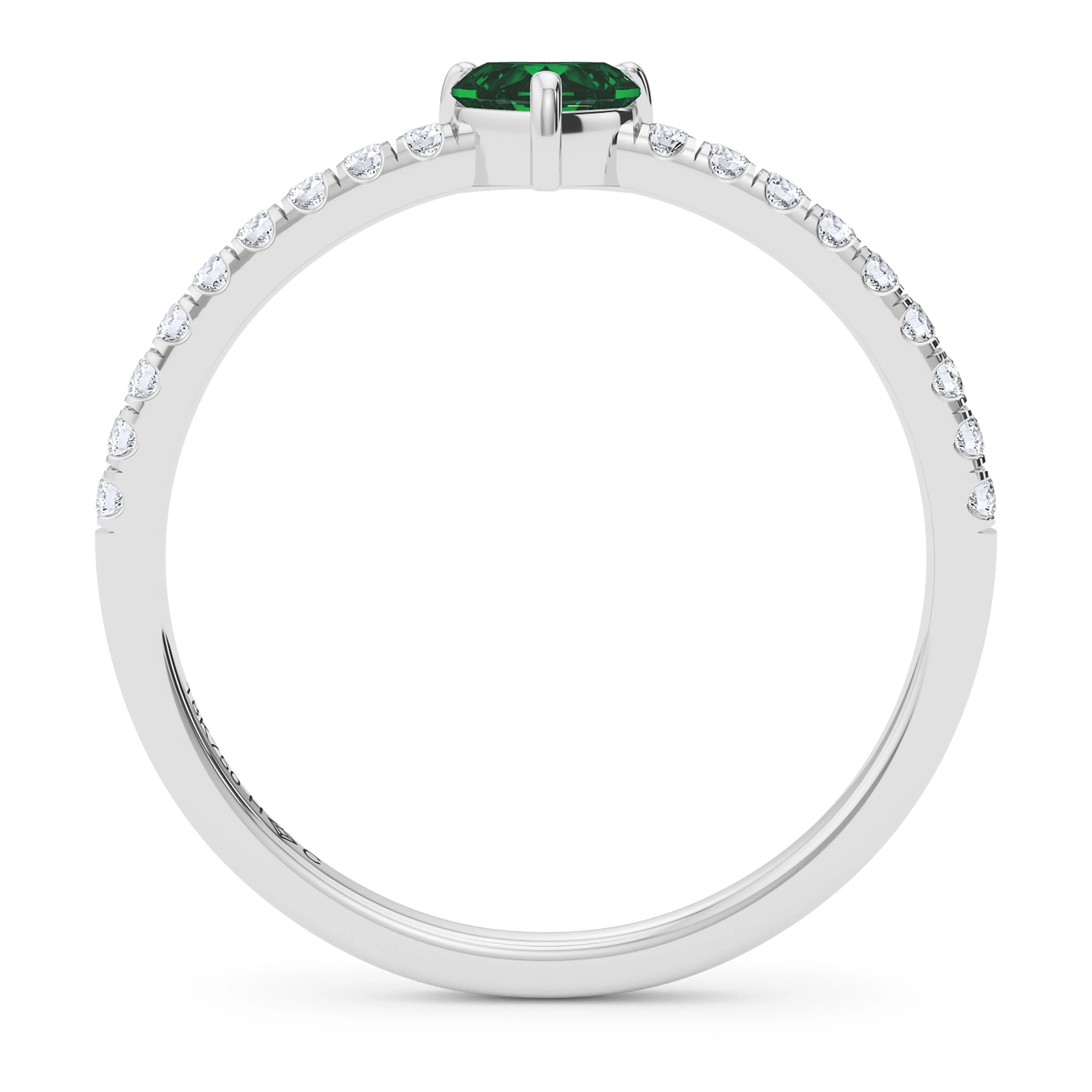 Heart Birthstone and Pave Lab Grown Diamond Ring